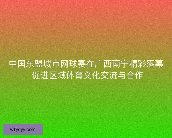 中国东盟城市网球赛在广西南宁精彩落幕 促进区域体育文化交流与合作